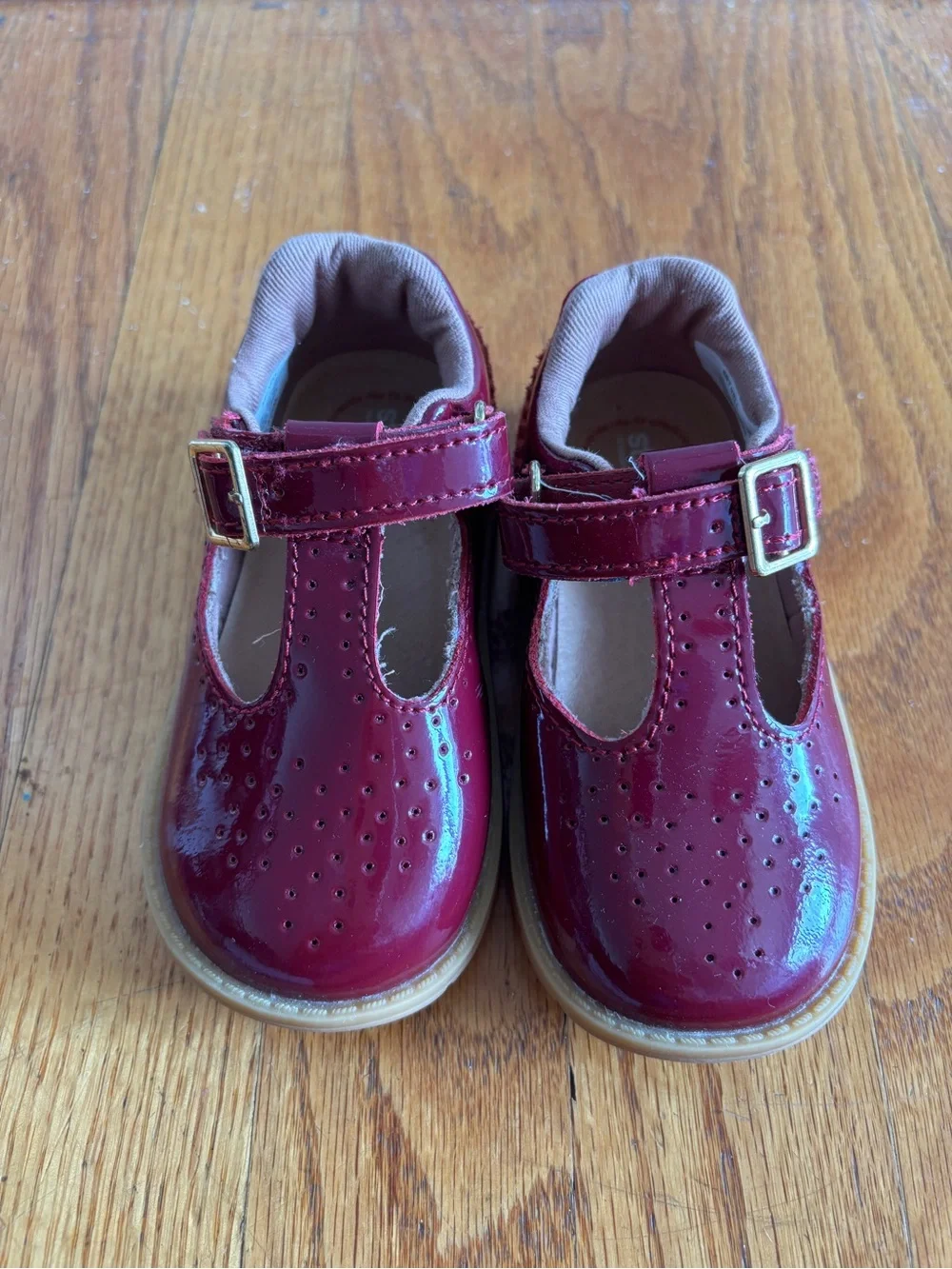 Stride Rite Girls Patent Mary Jane Shoes - Burgundy with Gum Sole